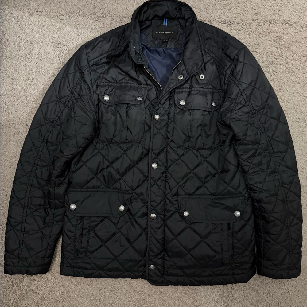 Banana Republic Men's Black Quilted Jacket Medium